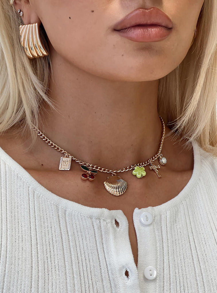 All My Life Charm Necklace Gold | Princess Polly US