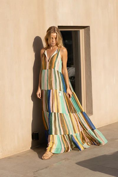 Long Tiered Tassel Dress- Zanzibar Multi | Oliphant Design