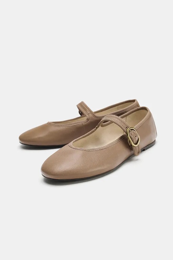 Leather Ballet Flats | Zara UK