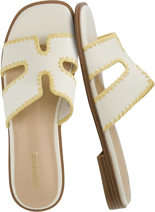 CUSHIONAIRE Voyage Cutout Strap Slides for Women, Slip On Summer Flats, Trendy Footwear, Memory F... | Amazon (US)