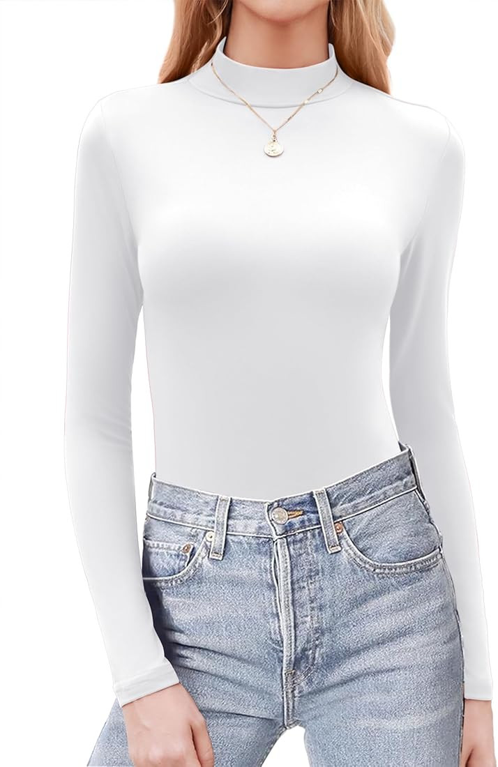 Zeagoo Womens Long Sleeve Shirts Mock Neck Basic Slim Fitted Tops Lightweight Stretch Base Layer ... | Amazon (US)