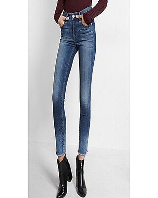 Express Womens Mid Rise Raw Hem Ankle Jean Legging | Express