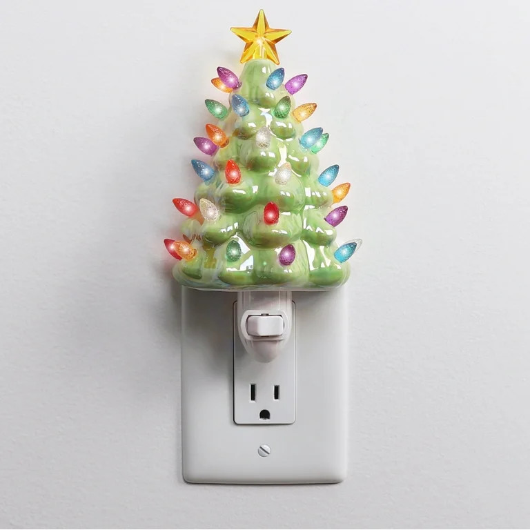 Milltown Merchants Ceramic Christmas Tree Night Light (Pearl Green) | Walmart (US)