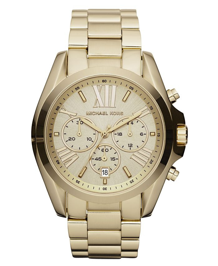 Michael Kors Women's Chronograph Bradshaw Gold-Tone Stainless Steel Bracelet Watch 43mm MK5605 & ... | Macys (US)