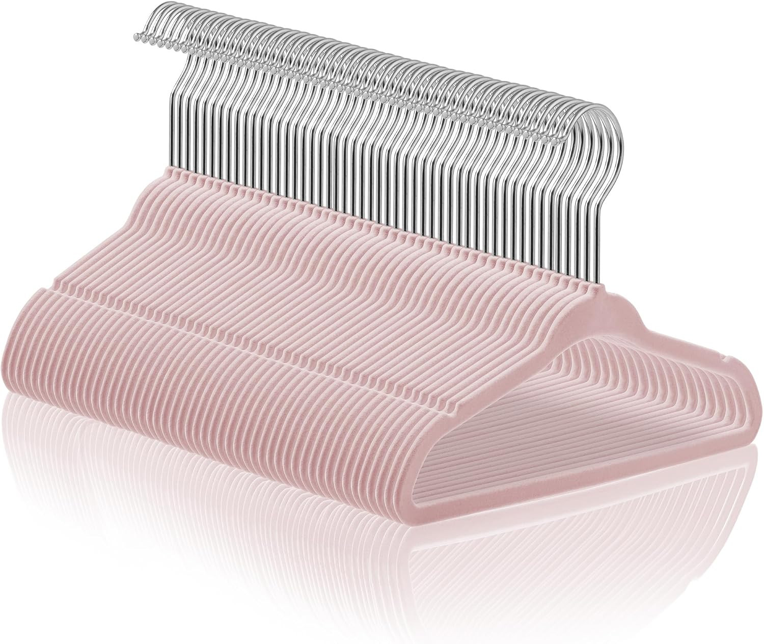 Casafield 50 Velvet Baby Hangers - 11" Size for Infant & Toddler Clothes - Light Pink | Amazon (US)