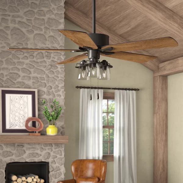 52" Sheyla 5 -Blade Outdoor Standard Ceiling Fan with Light Kit Included | Wayfair North America