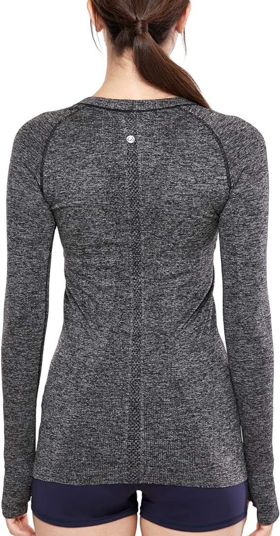 CRZ YOGA Women's Seamless Athletic Long Sleeves Sports Running Shirt Breathable Gym Workout Top | Amazon (US)