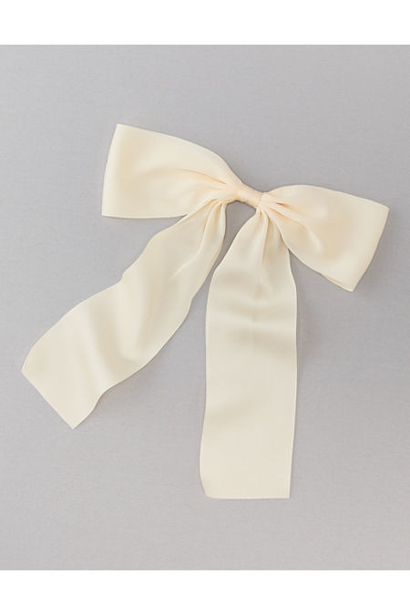 AE Drapey Satin Bow Clip Women's Cream One Size | American Eagle Outfitters (US & CA)