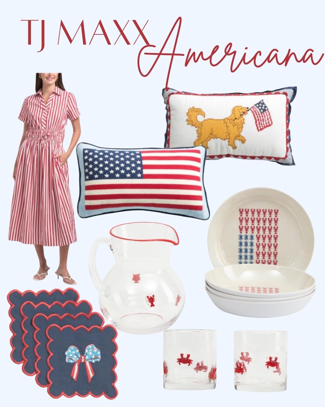 Patriotic home decor - vintage Americana 




TJ maxx finds 
Patriotic party 
Red white blue
American flag 
Coastal decor 
New England 


#LTKHome #LTKSeasonal