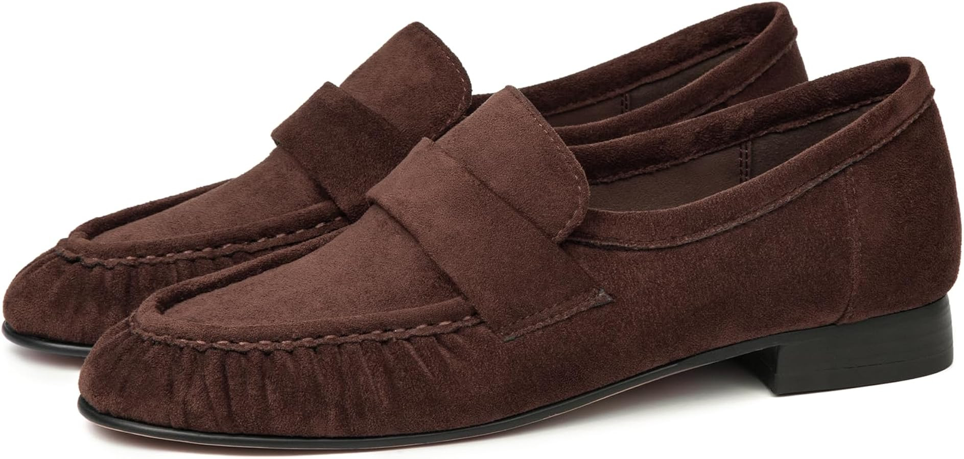 Loafers for Women Flat Shoes Chunky Heel Penny Loafers Round Toe Slip on Comfortable Dressy Shoes... | Amazon (US)