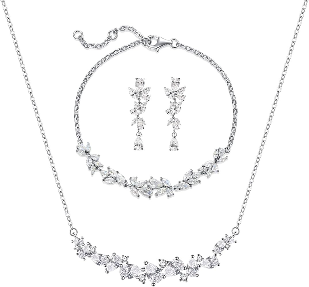 FANCIME Wisteria Whisper Jewelry Set White Gold Plated Sterling Silver Multiple Gemstone Cuts Ear... | Amazon (US)