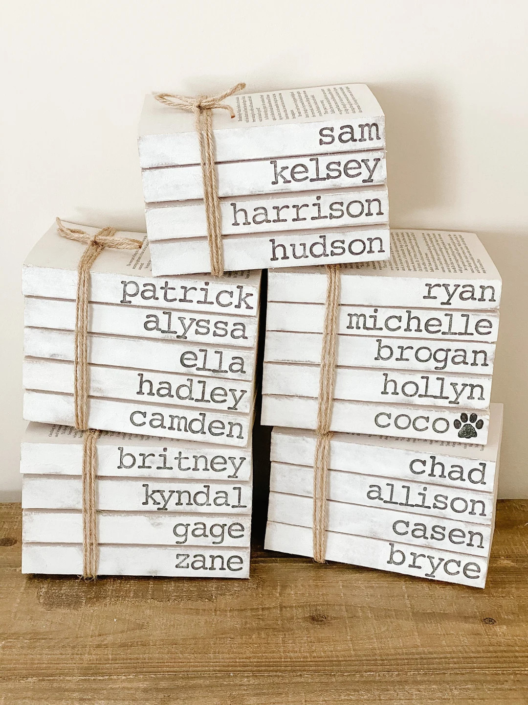 Stamped Books, Books With Names, Decorative Books, Farmhouse Books, Personalized Stamped Books, C... | Etsy (US)