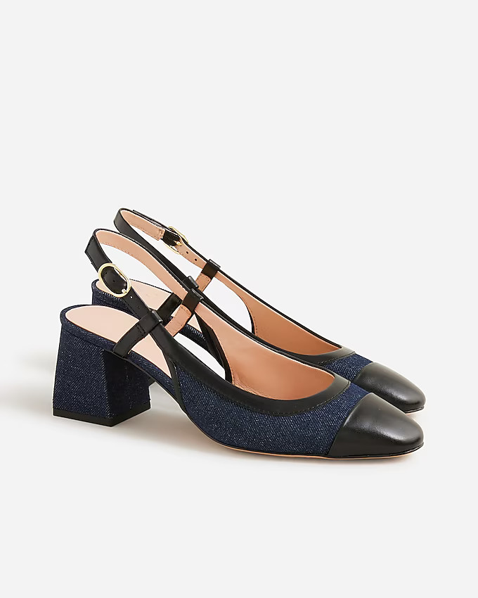 Layne cap toe heels in washed denim | J. Crew US