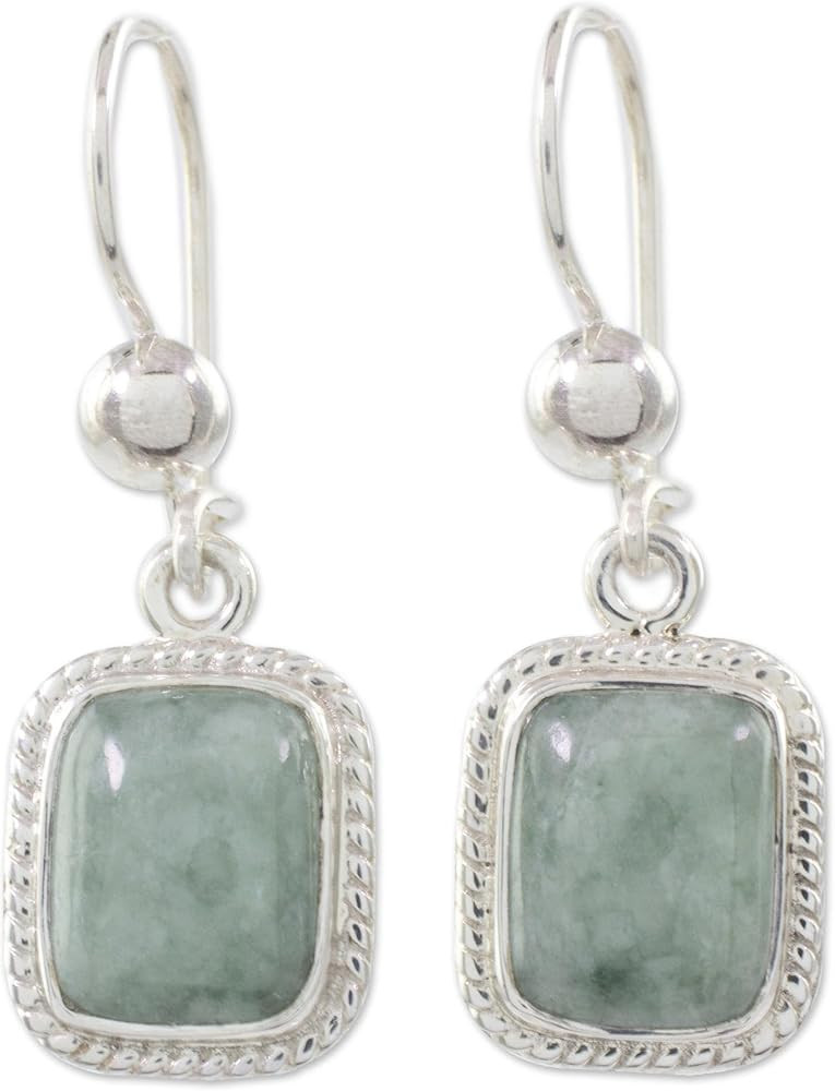 NOVICA Artisan Handmade Jade Dangle Earrings Guatemalan Green Artisan Crafted Sterling Silver [1.... | Amazon (US)