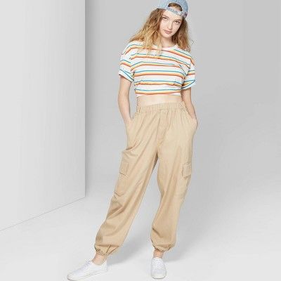 Women's High-Rise Baggy Cargo Pants - Wild Fable™ Khaki | Target