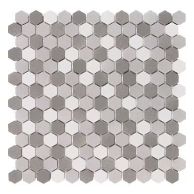 Boutique Ceramic  Timeless Medley Beige 12-in x 12-in Matte Recycled Glass Hexagon Patterned Flo... | Lowe's