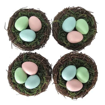 Celebrate Easter Together Bird's Nest with Pastel Eggs Napkin Rings, Set of 4 | Walmart (US)