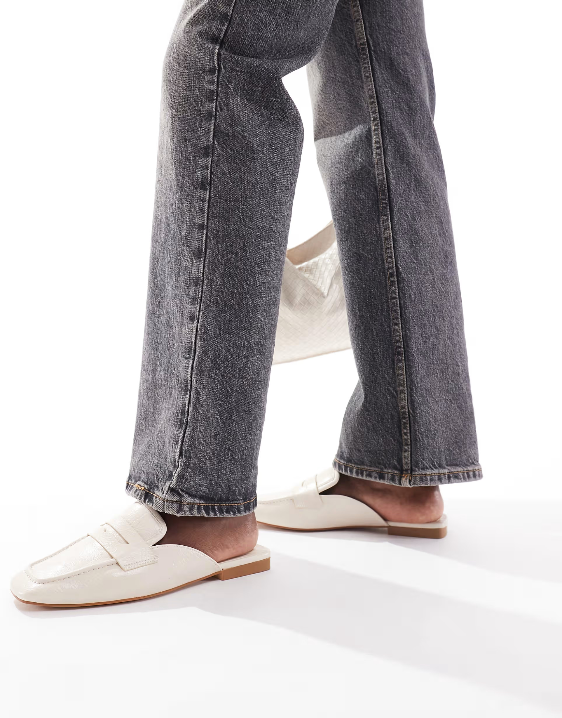 Stradivarius slip on loafer mules in ecru | ASOS (Global)