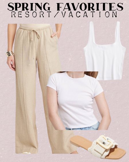 Linen pants target finds white tank white tee Resort wear spring dress petite friendly target flat sandals affordable  

#LTKSeasonal #LTKfindsunder100 #LTKsalealert