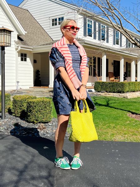 Everyday casual outfit idea -  throw on a dress and sneakers - will leave you feeling elevated AND comfortable 

See more everyday casual outfits on CLAIRELATELY.com

Nap dress, Shopbop, Amazon bag, minnow stripe sweater, adidas sneakers, bombas no show socks, red sunglasses 


#LTKworkwear #LTKfindsunder100 #LTKitbag