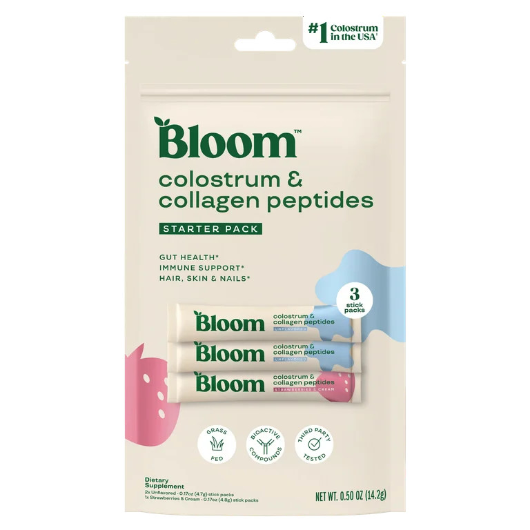 Bloom Nutrition Colostrum & Collagen Peptides Powder Sticks (Unflavored, Strawberries & Cream), 3... | Walmart (US)
