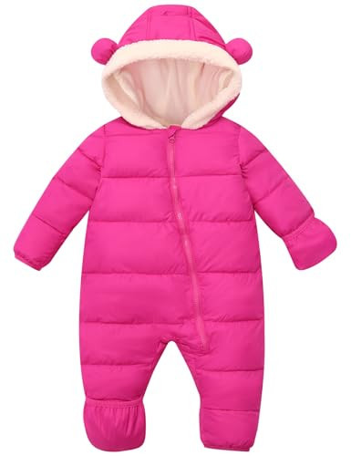 BFUSTYLE 18-24 Months Snowsuit Rose Pink Winter Outfit For Baby Puffer Jacket Coat with Hood Fashion Toddler Girl Snow Suit Size 18 Month | Amazon (US)