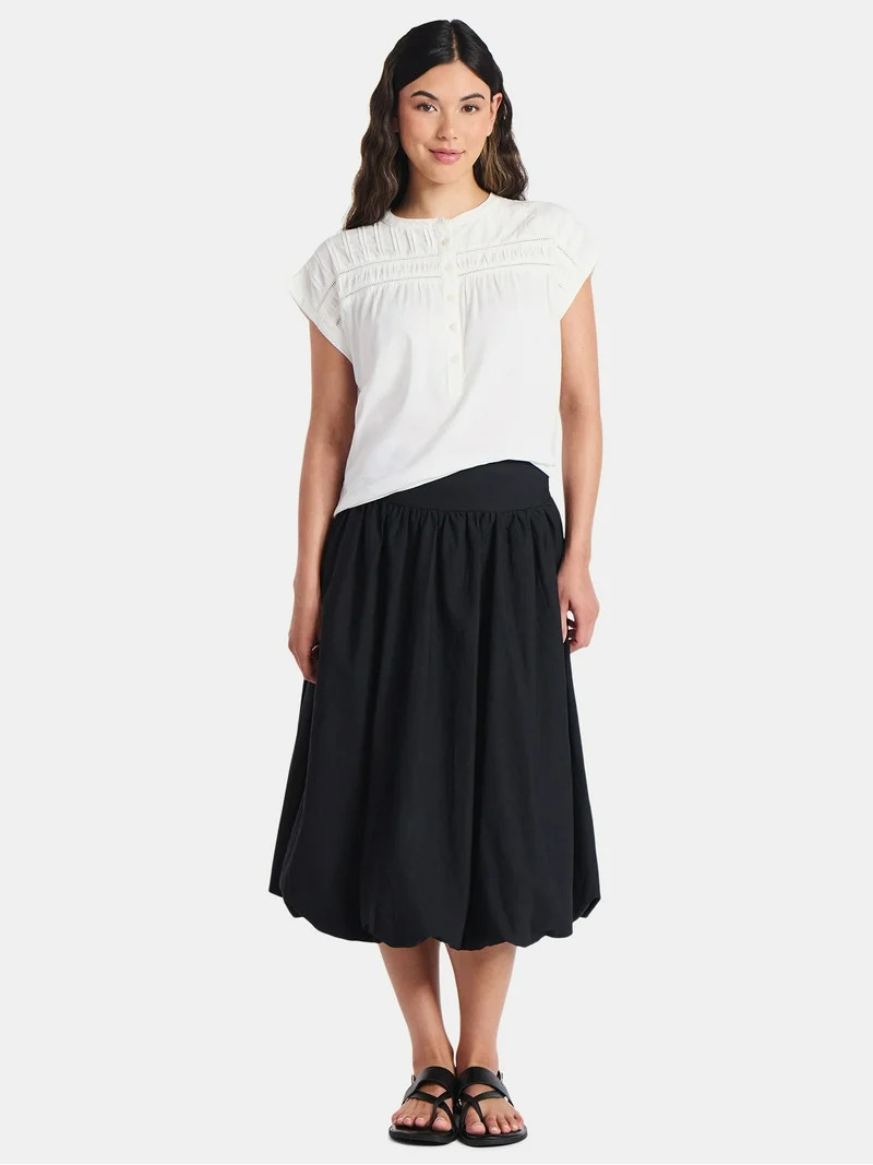 Time and Tru Women's Bubble Hem Midi Skirt, Sizes XS-XXXL | Walmart (US)