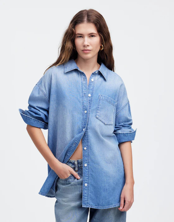 Denim Oversized Button-Up Shirt in Marnie Wash | Madewell