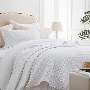 SunStyle Home King Quilt Set White Lightweight Bedspread Soft Reversible Coverlet for All Season ... | Amazon (US)