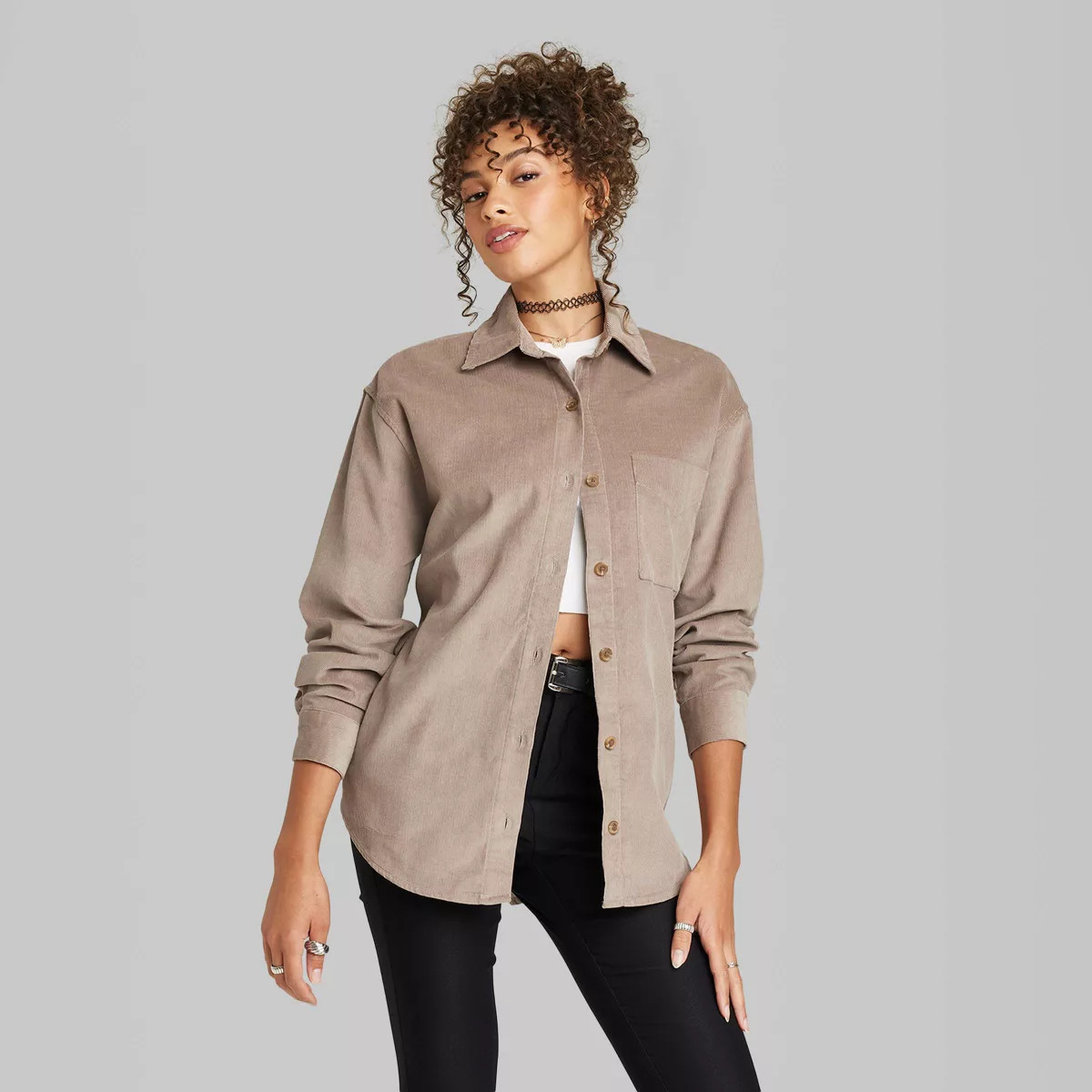 Women's Oversized Button-Down Corduroy Shirt - Wild Fable™ | Target