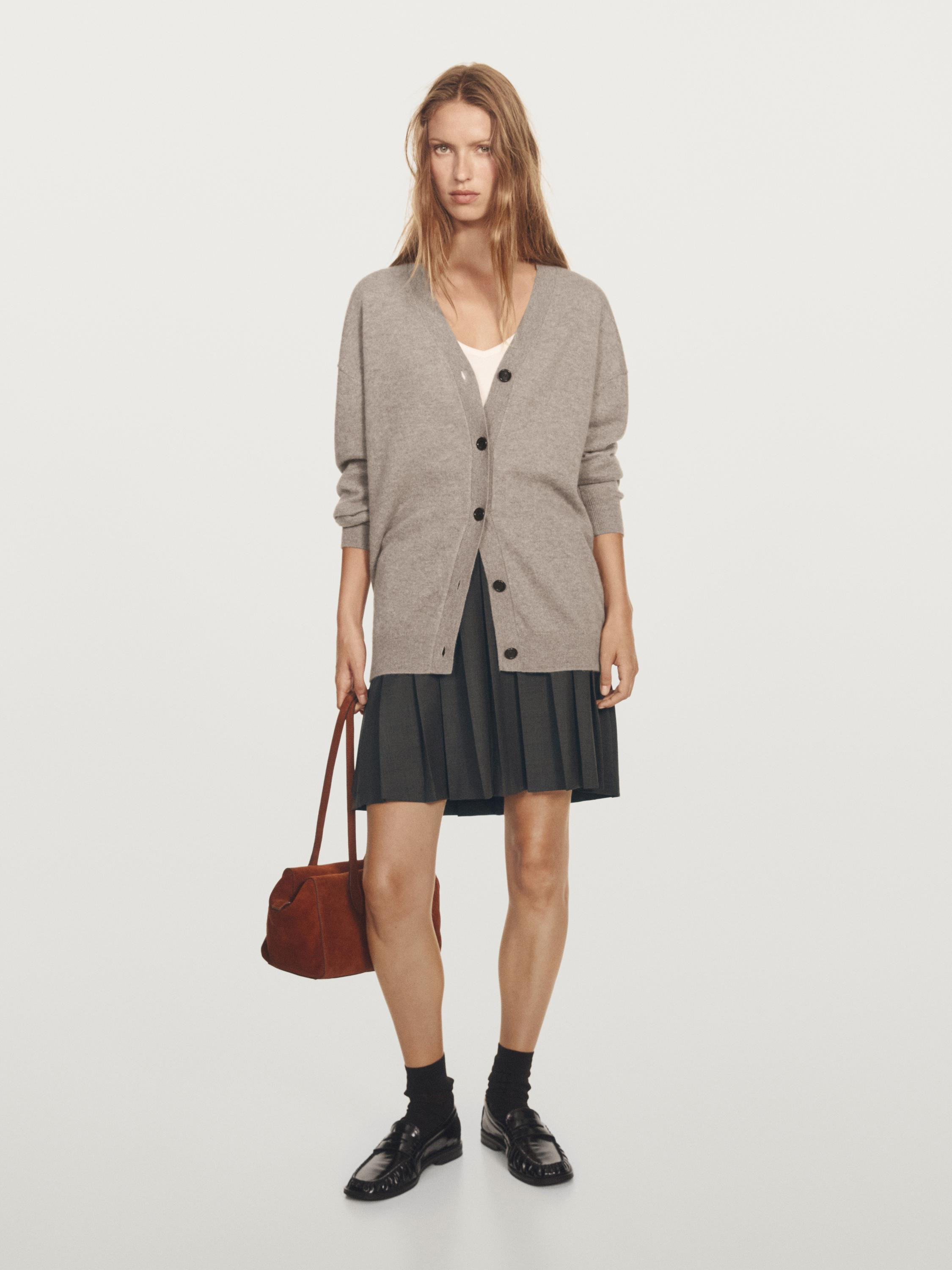Oversize-Cardigan aus 100 % Kaschmir mit V-Ausschnitt | Massimo Dutti DE