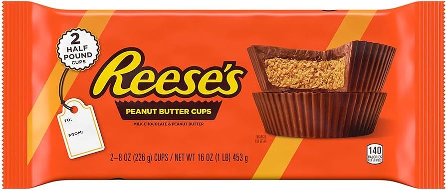 REESE'S Milk Chocolate Half-Pound Peanut Butter Cups, Candy Pack, 16 oz (2 Pieces) | Amazon (US)