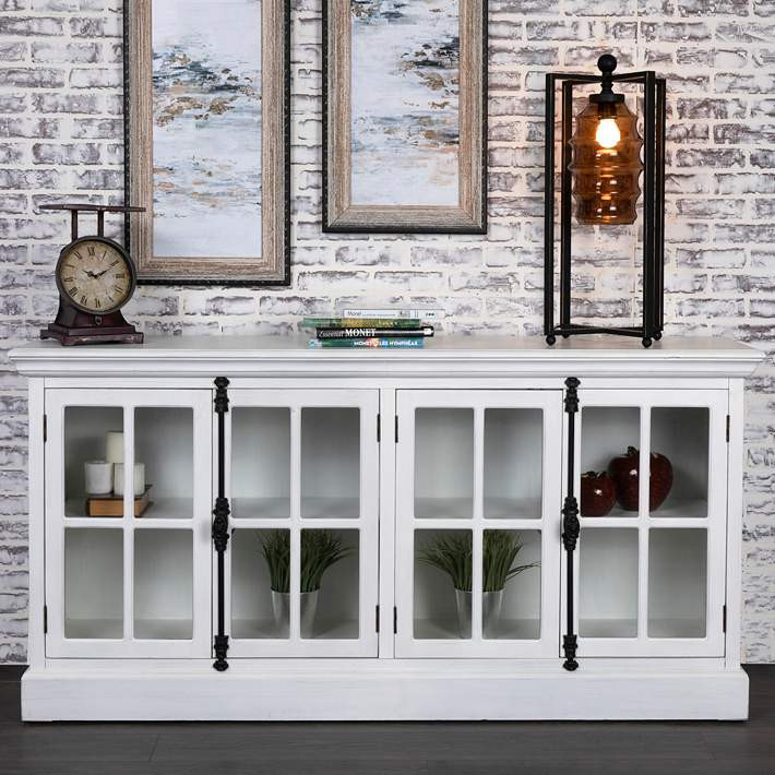 Coventry 72" Wide White TV Media Console with Glass Doors | www.lampsplus.com | Lamps Plus