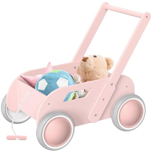 2025 HOMEKOL Wooden Baby Walker,Baby Push Walker, Adjustable Speed Baby Walker for Boys and Girls, Baby Activity Center, Gift for Birthday, Christmas and New Year Nature Pink | Amazon (US)