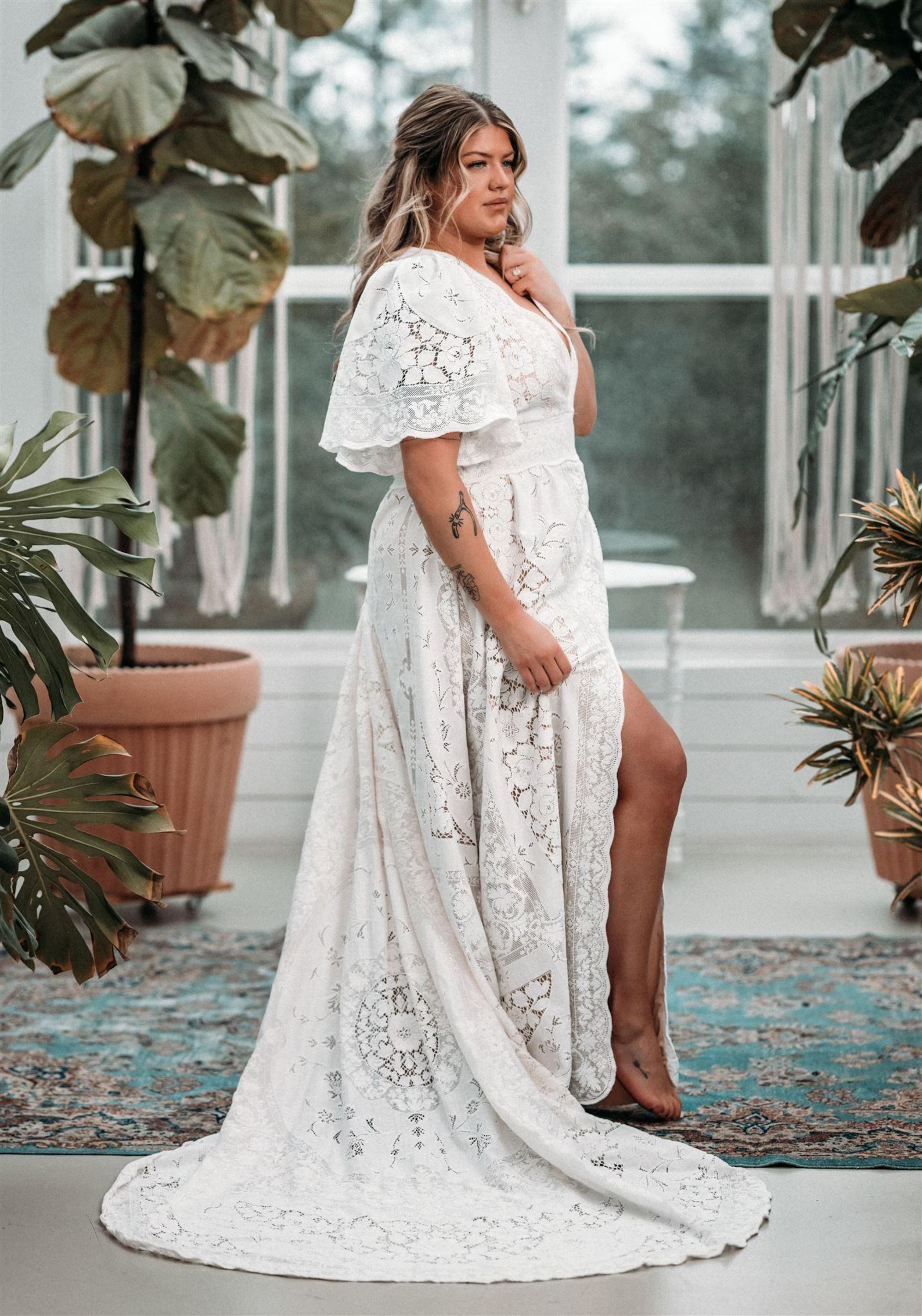 Martina, Boho Lace Wedding Dress, Lace Wedding Dress, Vintage Lace Wedding Dress, Plus Size Weddi... | Etsy (US)