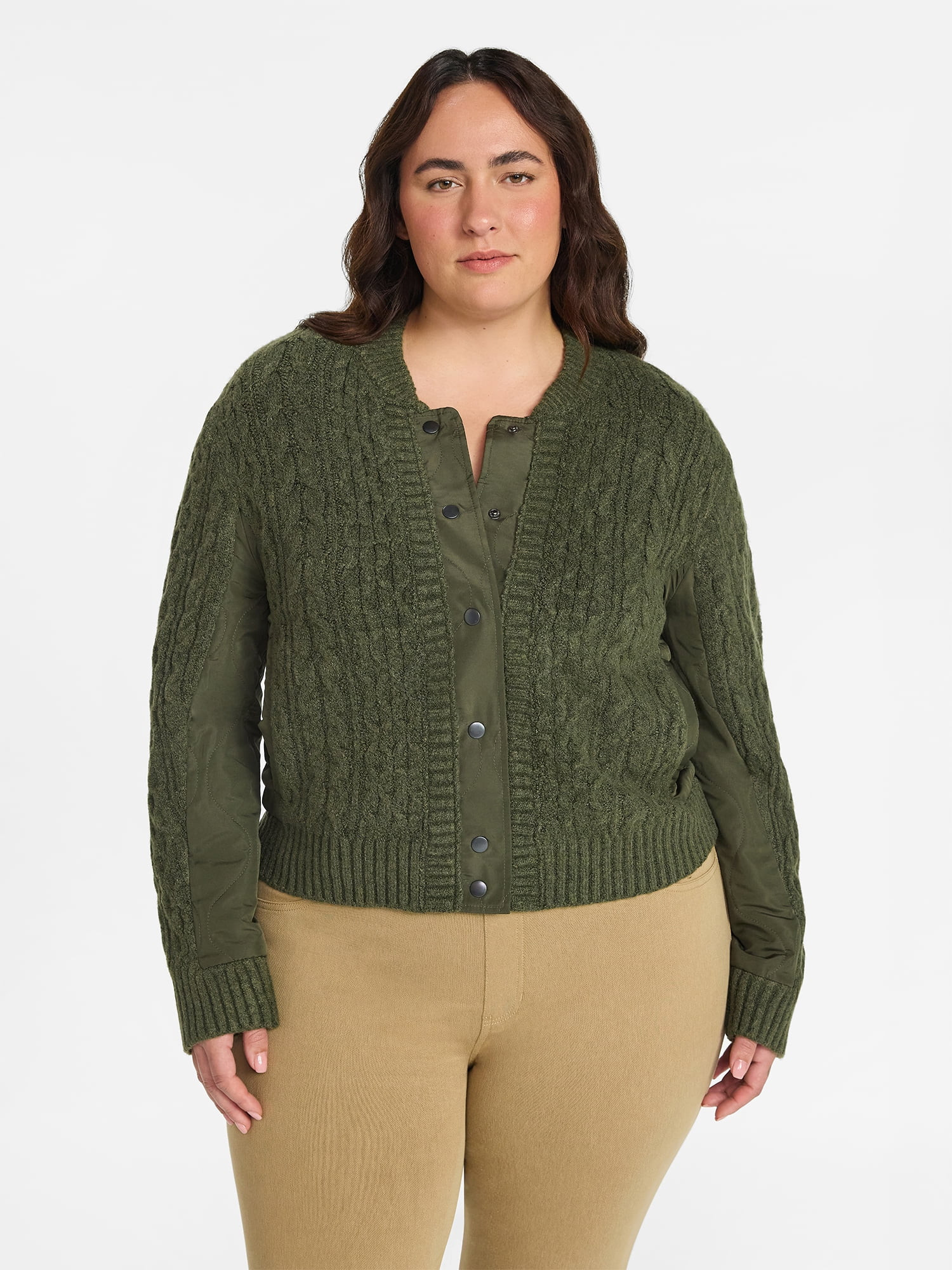 Time and Tru Women's Snap Front Sweater, Sizes XS-XXXL | Walmart (US)