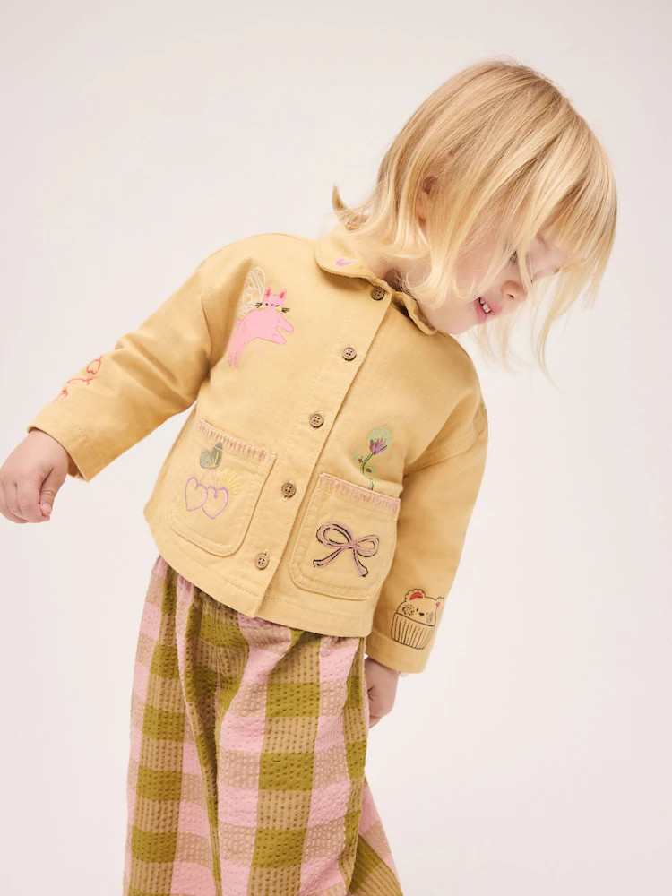 Ochre Yellow Embroidered Jacket & Trouser Set (3mths-7yrs) | Next US