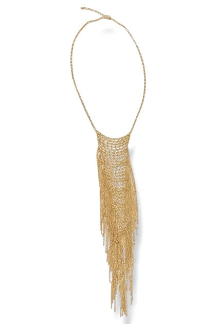 Making It Back Gold Fringe Statement Necklace | The Willow Tree