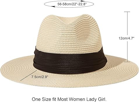Women Wide Brim Straw Panama Roll up Hat Fedora Beach Sun Hat UPF50+ | Amazon (US)