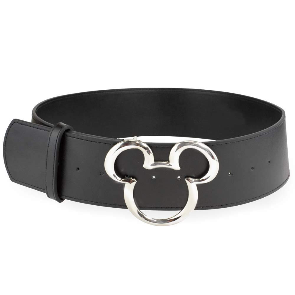 Buckle-Down Women's Disney, Mickey Ears Silver Cast, Black Vegan Leather Belt | Amazon (US)