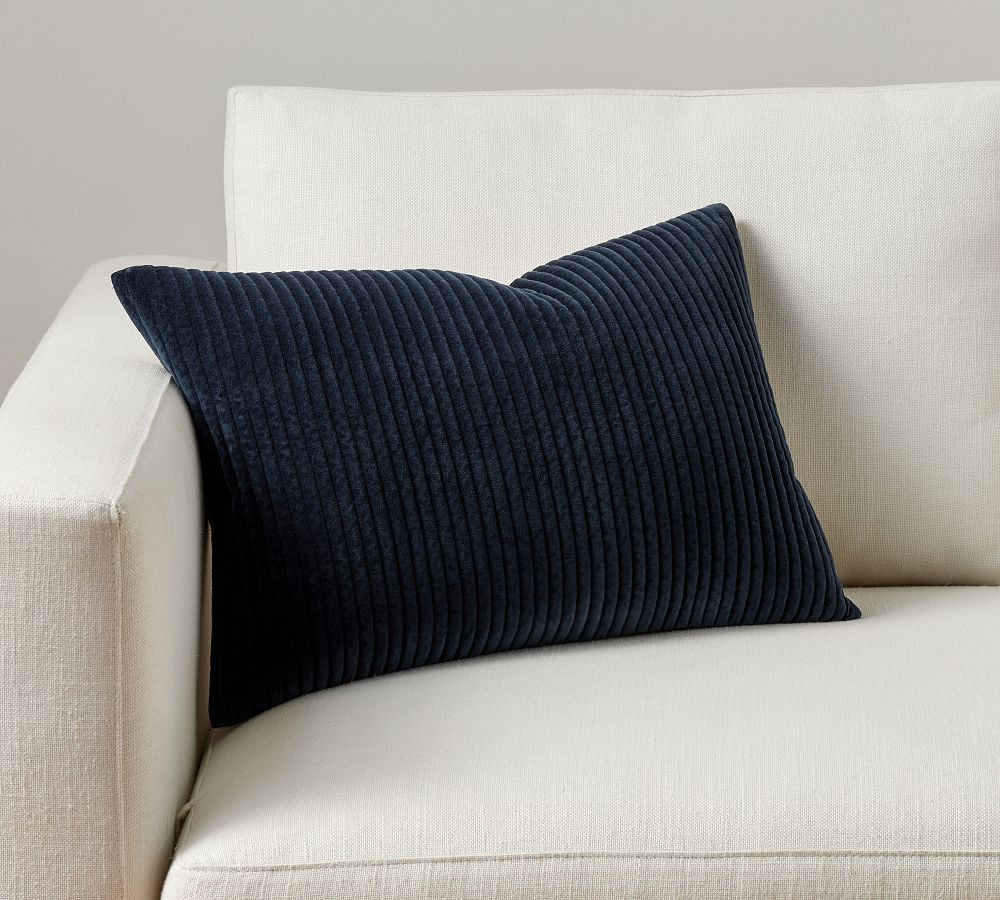 Quilted Velvet Lumbar Throw Pillow | Pottery Barn (US)