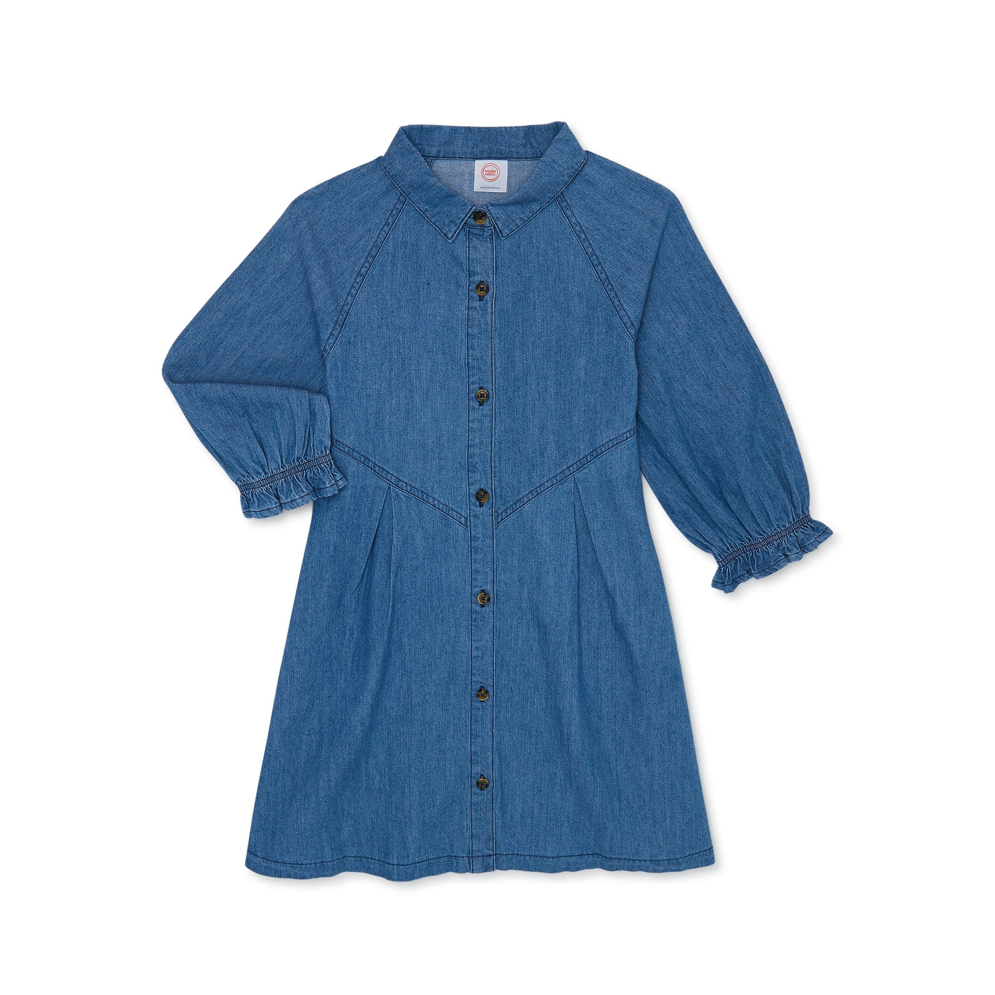 Wonder Nation Girls Yoke Mini Shirtdress, Sizes 4-18 & Plus | Walmart (US)