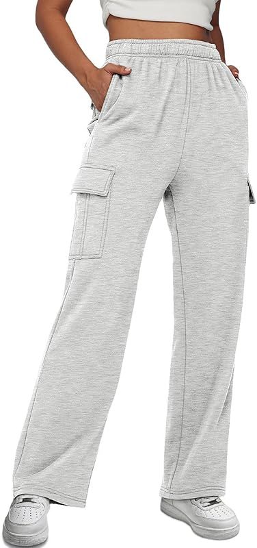 Trendy Queen Womens Cargo Sweatpants Wide Leg Baggy Fleece High Waisted Sweats Pants Athletic Tro... | Amazon (US)