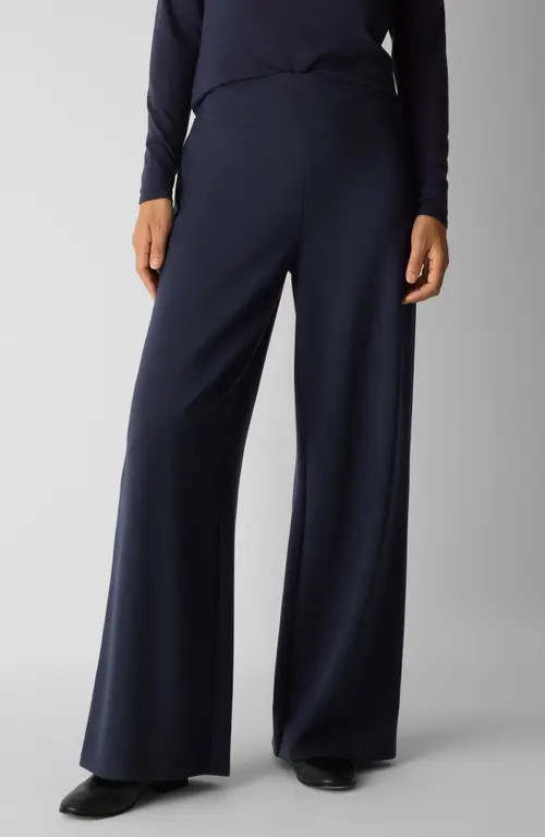 Eileen Fisher High Waist Wide Leg Pants in Ink at Nordstrom, Size Large | Nordstrom