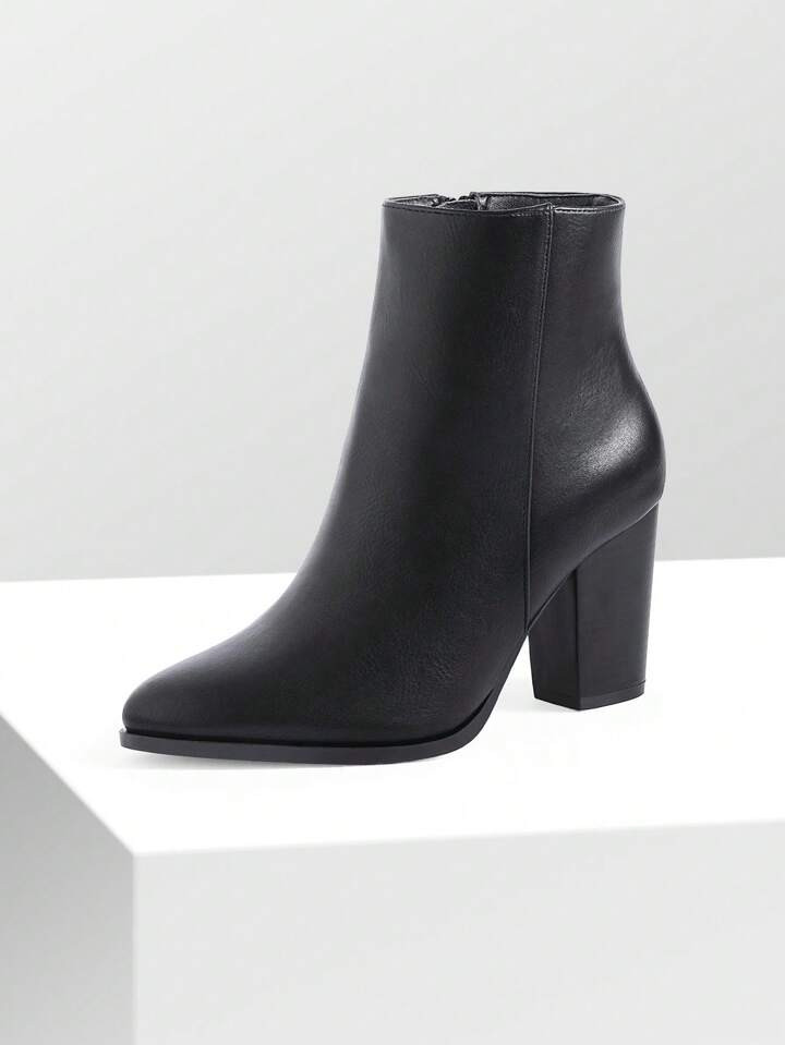 Women's Sand Suedes Chunky Block Heel Ankle Booties | SHEIN