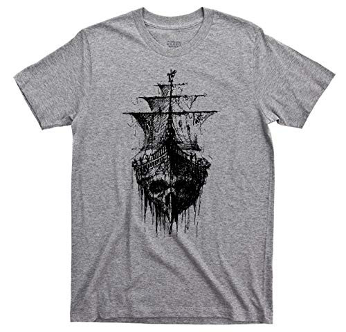 Pirate Skull Ghost Ship T Shirt Jolly Roger Skull & Crossbones Tee (XXL, Sport Gray) | Amazon (US)