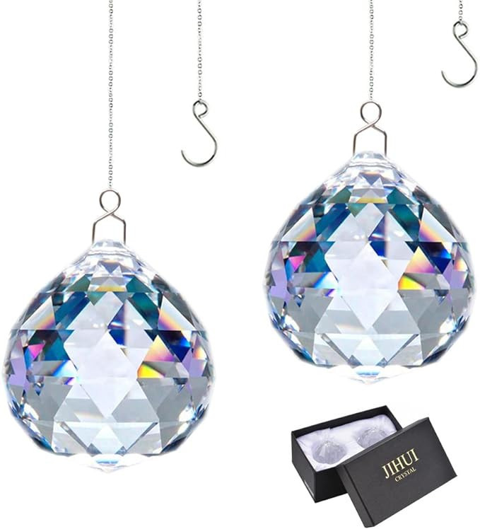 Suncatcher Crystals Ball Prism Window Rainbow Maker with Chain for Easy Hanging 40mm 2 Pack | Amazon (US)