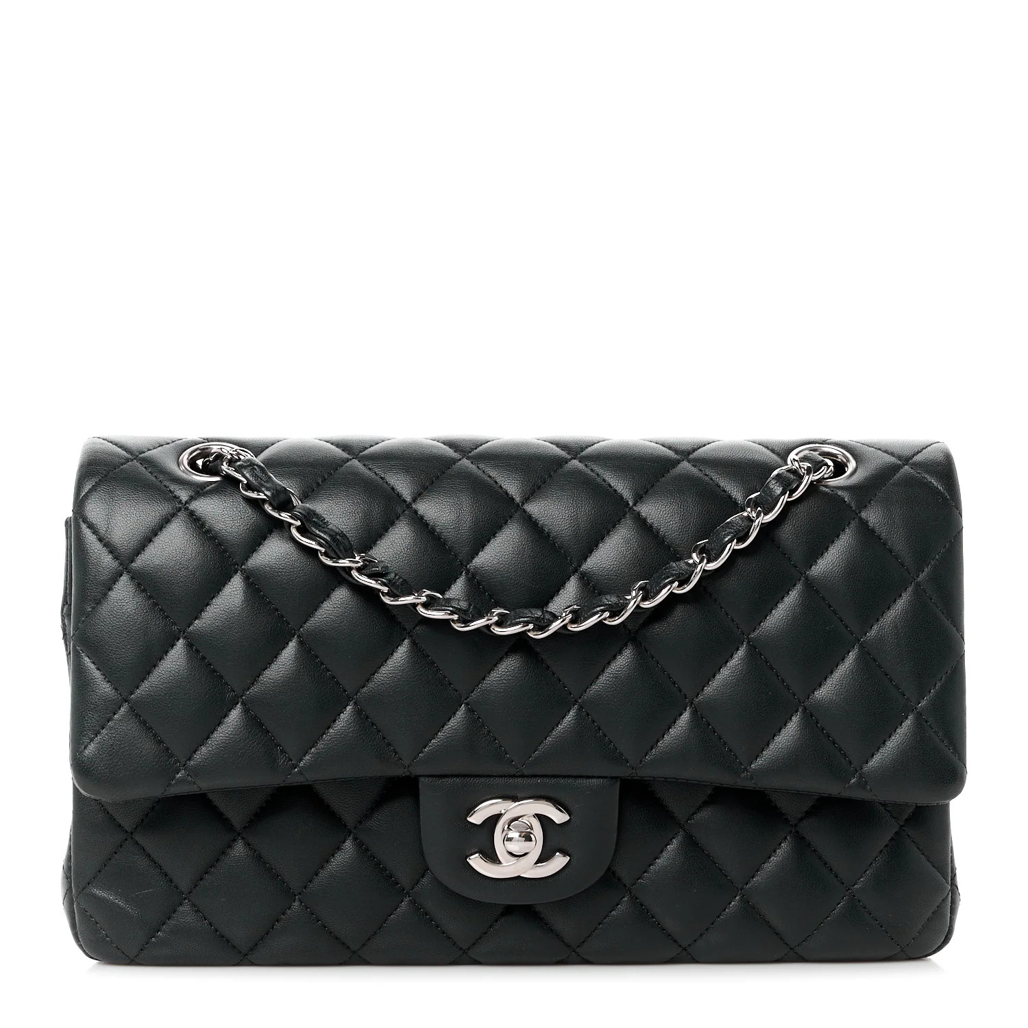 Lambskin Quilted Medium Double Flap Black | FASHIONPHILE (US)