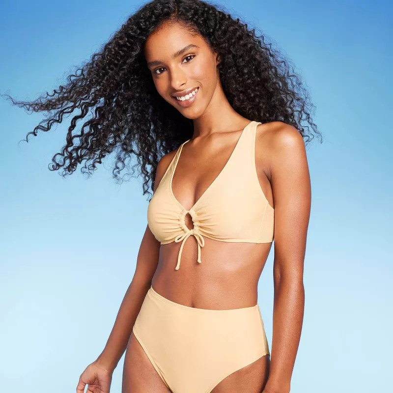 Women's Lurex Keyhole Tall Triangle Bikini Top - Shade & Shore™ Yellow | Target