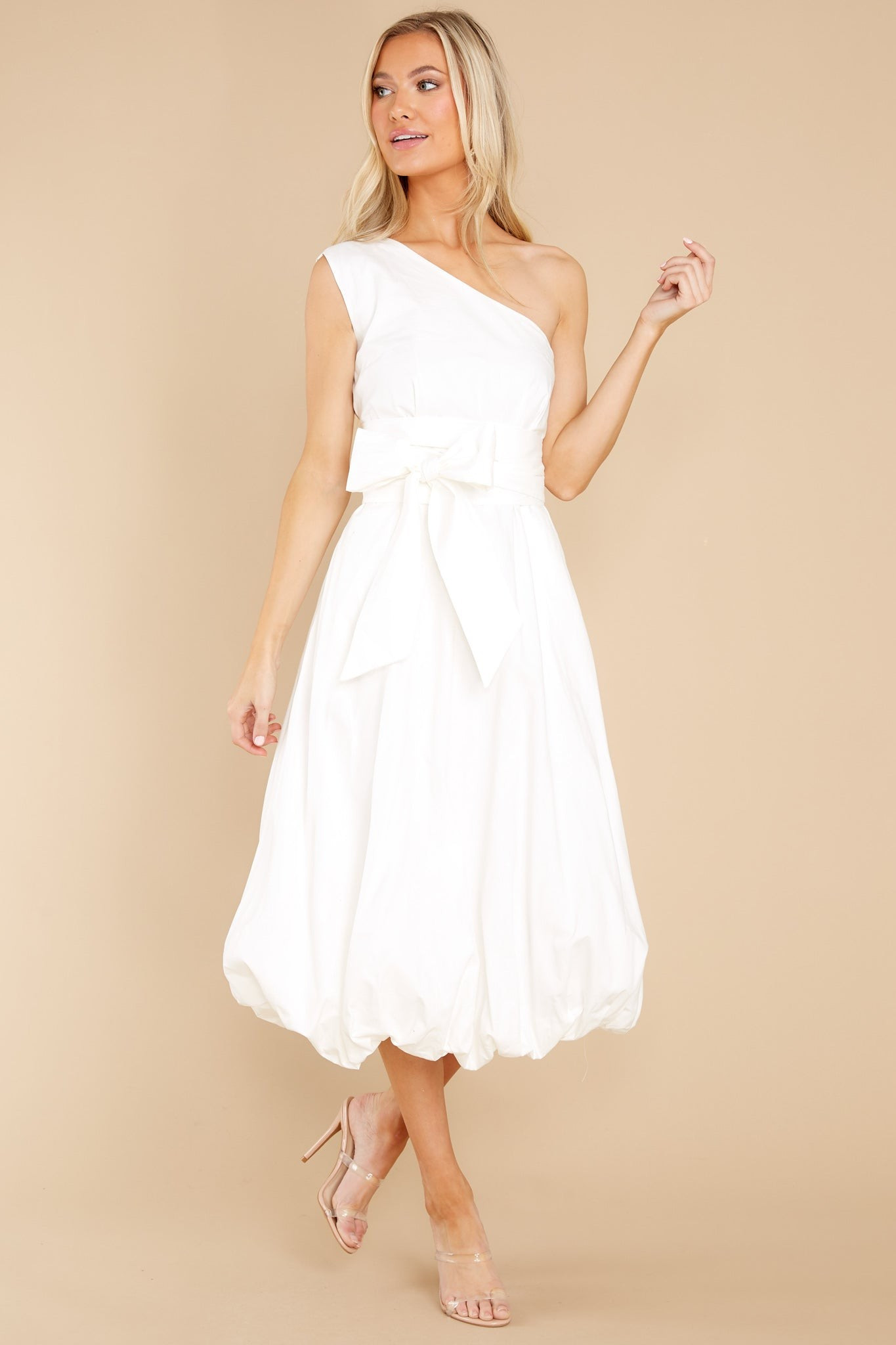 Cheery Times White Midi Dress | Red Dress 